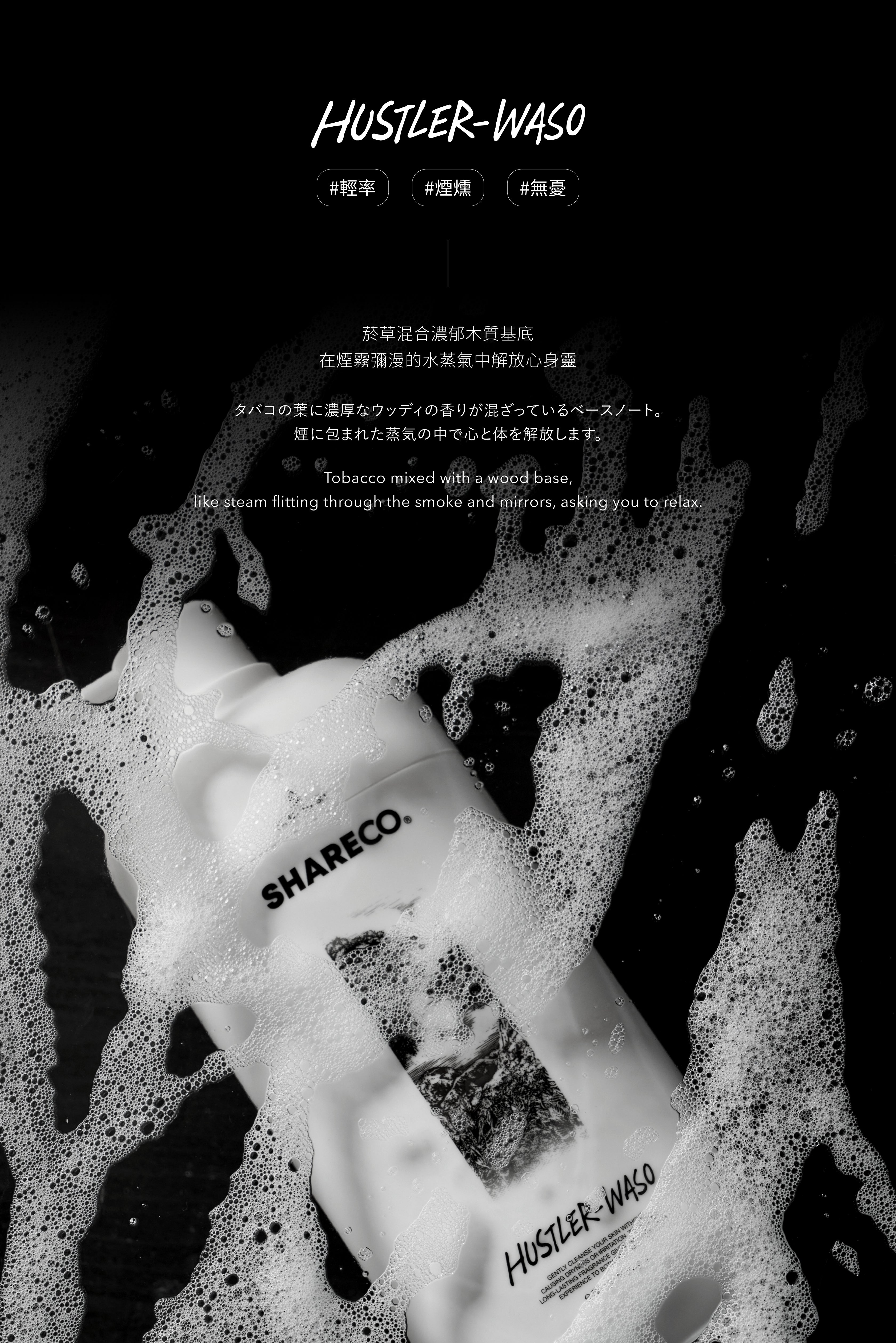 菸草香沐浴膠 HUSTLER-WASO｜750ml 瓶裝款 - SHARECO DESIGN